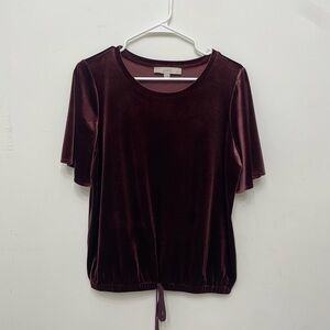 LOFT Velvet Burgundy Relaxed Blouse